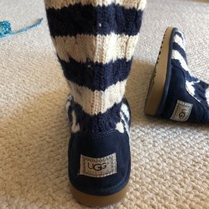 Ugg Blue and White striped boots